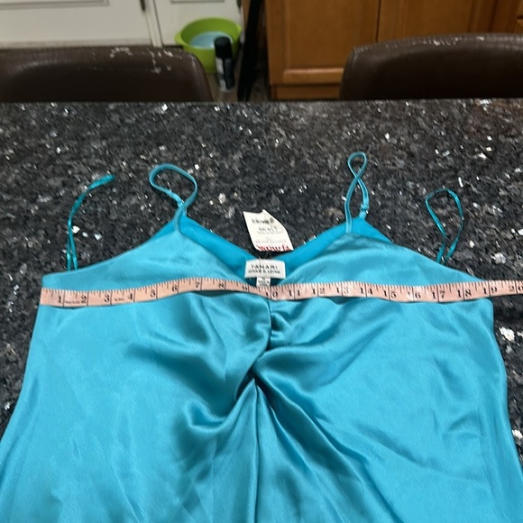 Tahiti Arthur S.Levine Teal Satin Midi Dress - Picture 7 of 11